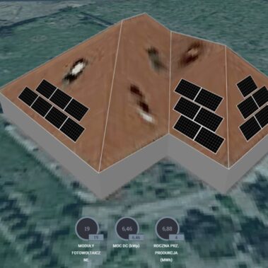 Przykładowe rozmieszczenie modułów PV